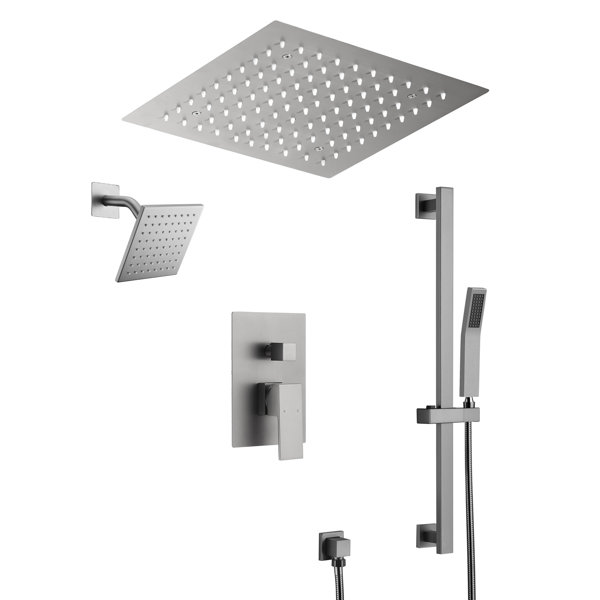 EVERSTEIN LED Shower Faucet System,12" & 6" Dual Shower Head with Rough